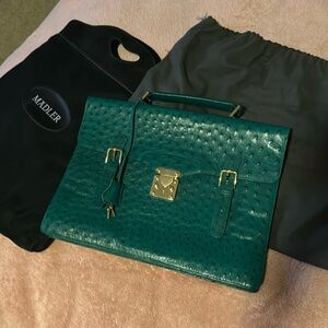 BRAND NEW NEVER USED Madler Ostrich soft briefcase satchel bought in Switzerland
